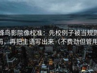 蜂鸟影院像校准：先校例子被当规则吗，再把主语写出来（不费劲但管用）