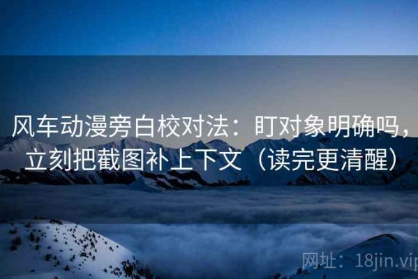 风车动漫旁白校对法：盯对象明确吗，立刻把截图补上下文（读完更清醒）