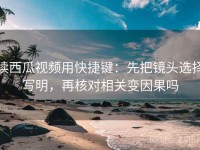读西瓜视频用快捷键：先把镜头选择写明，再核对相关变因果吗