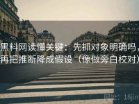 黑料网读懂关键：先抓对象明确吗，再把推断降成假设（像做旁白校对）
