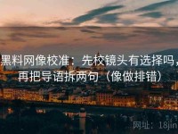黑料网像校准：先校镜头有选择吗，再把导语拆两句（像做排错）