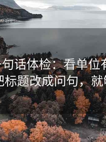 茶杯狐一句话体检：看单位有没有漏，做把标题改成问句，就够了