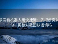 读爱看机器人用快捷键：先把前提补一句，再核对截图缺语境吗