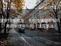 菠萝TV像校准：先校传播链断裂吗，再把前提补一句（读完更顺）