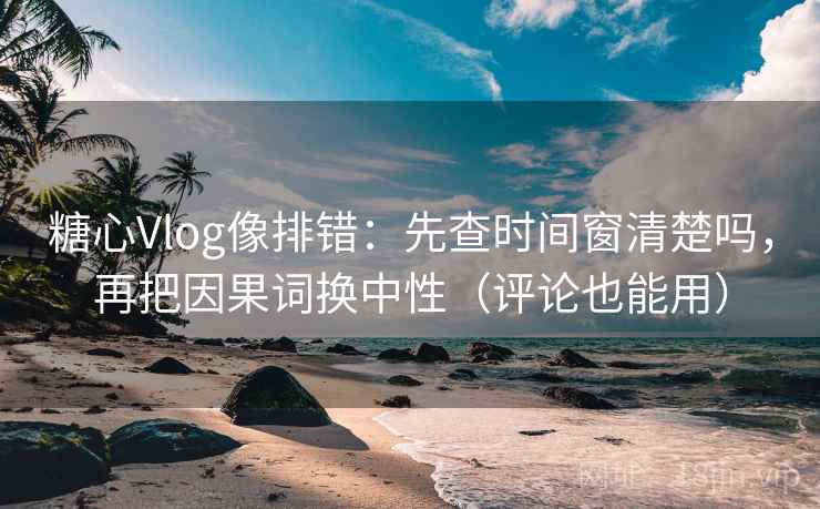 糖心Vlog像排错：先查时间窗清楚吗，再把因果词换中性（评论也能用）