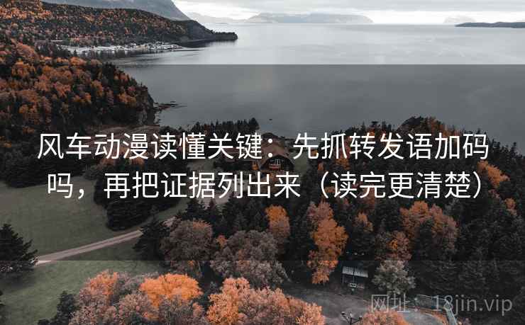 风车动漫读懂关键：先抓转发语加码吗，再把证据列出来（读完更清楚）
